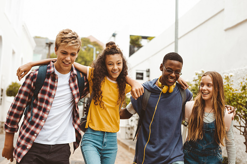 Group of teens walking together